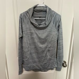 Heathered Grey Cowl Neck Workout Top in Size Medium